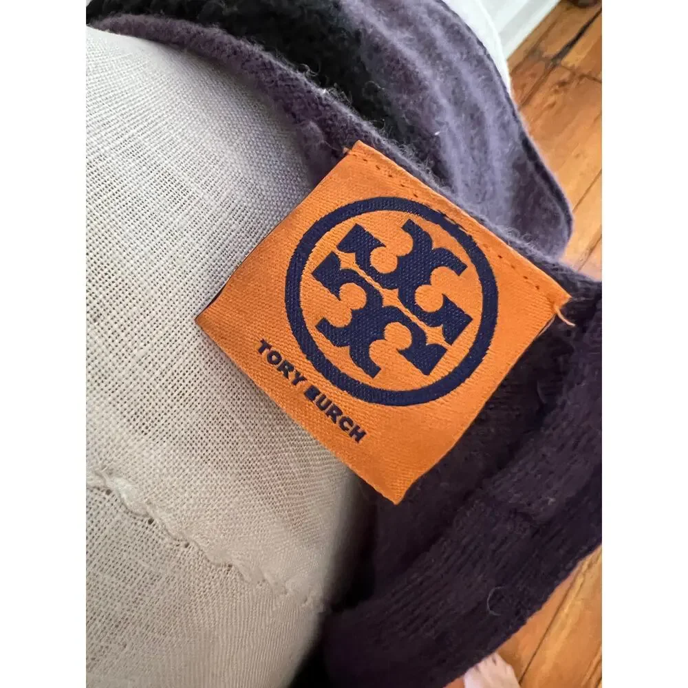 Tory Burch cashmere sweater vest plum Embellished neckline M